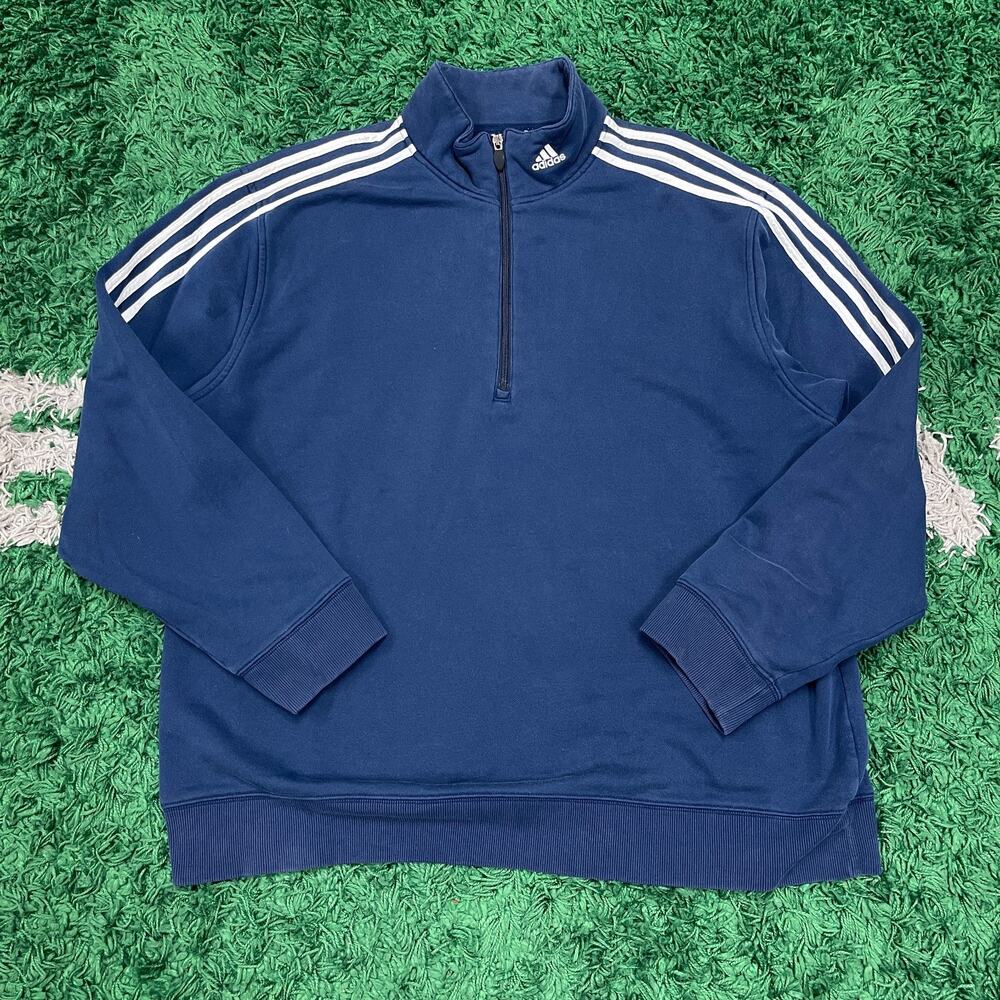 Adidas 1/4 Zip Pullover Sweater Navy Blue Size XL B12